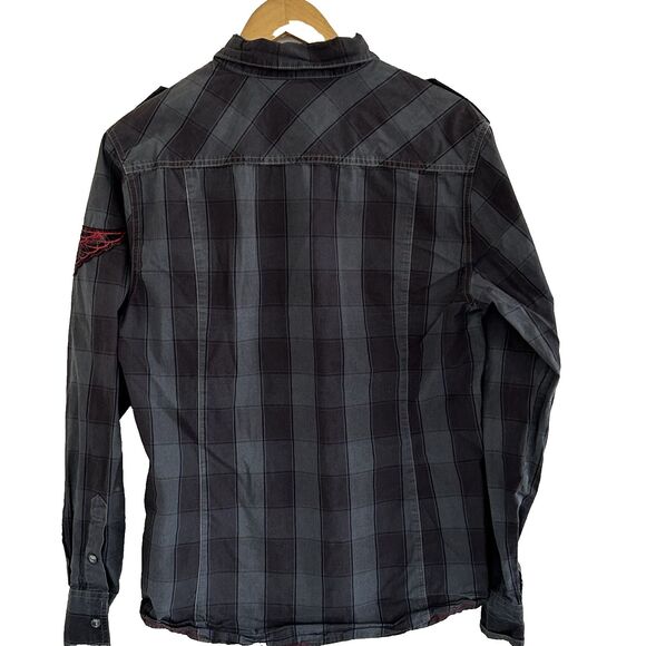 Harley Davidson Snap Front Shirt Size Medium Plaid Logo Full Speed Long Sleeve - Picture 10 of 10